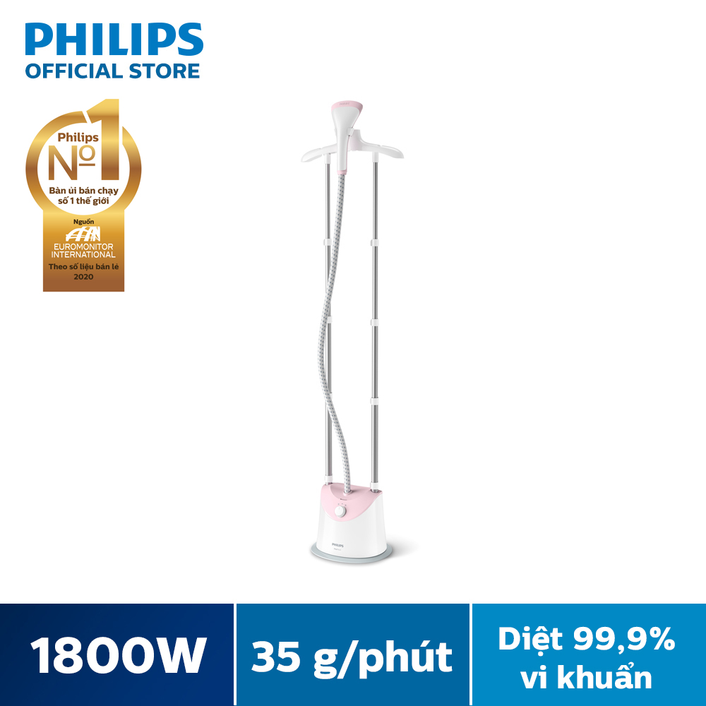 Bàn Ủi Hơi Nước Đứng Philips GC485/49 1500- 1800W, Hơi Phun 35G/Phút, Dễ Dàng Ủi Phẳng Nếp Nhăn Quần Áo, Giải Pháp Ủi Bằng Hơi Nước Thiết Yếu-Hàng Phân Phối Chính Hãng