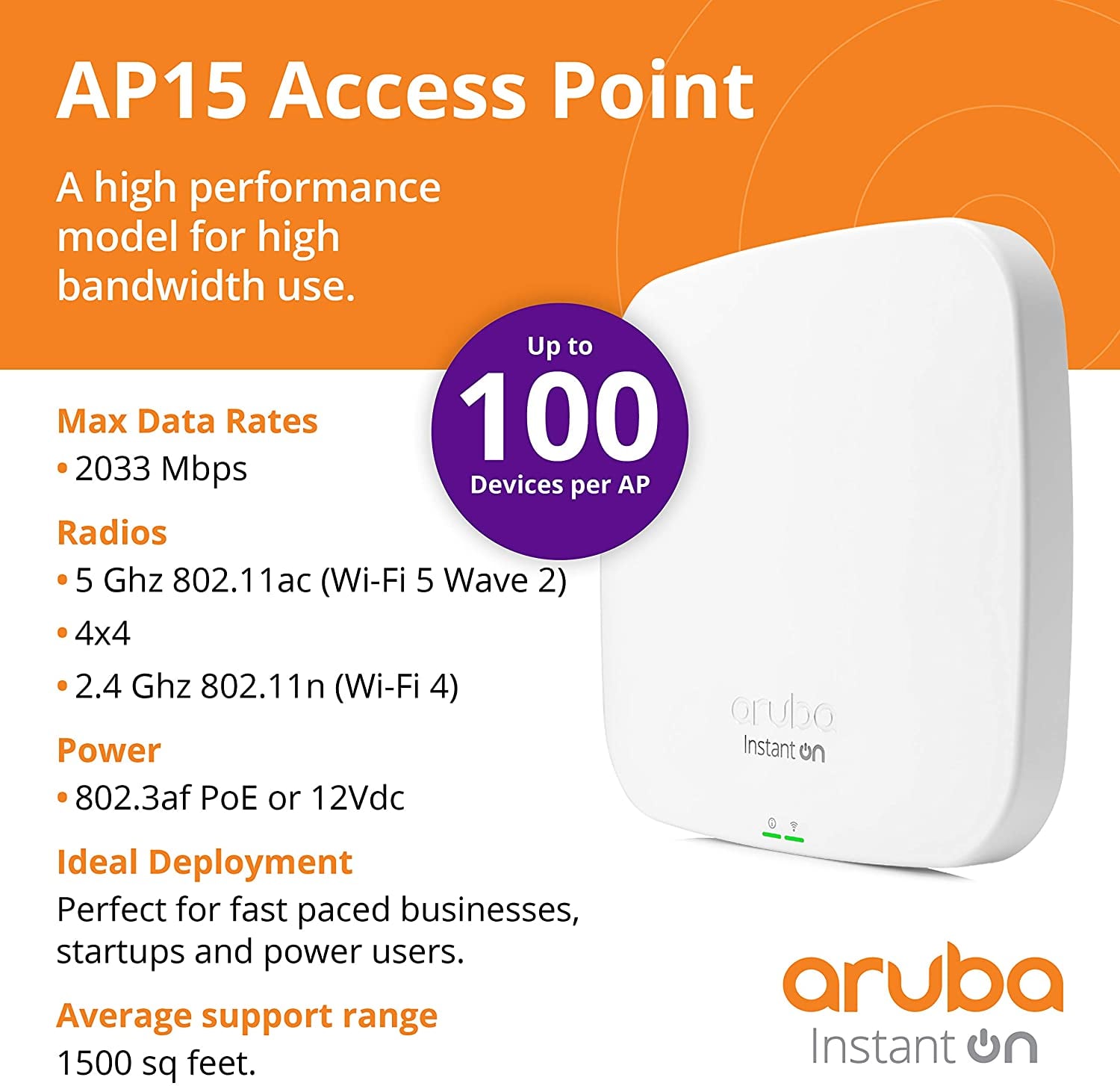 Thiết bị thu phát sóng wifi ARUBA Instant On AP15