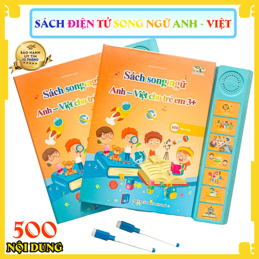 Đồ chơi thông minh, Sách điện tử 2022, Sách thông minh Anh-Việt, Sách thông minh cho bé, Sách nói cho bé 1 tuổi, Sách song ngữ Anh-Việt Bảng chữ cái điện tử thông minh nhiều chủ đề cho bé 2 - 7 tuổi giúp trẻ học tốt tiếng anh