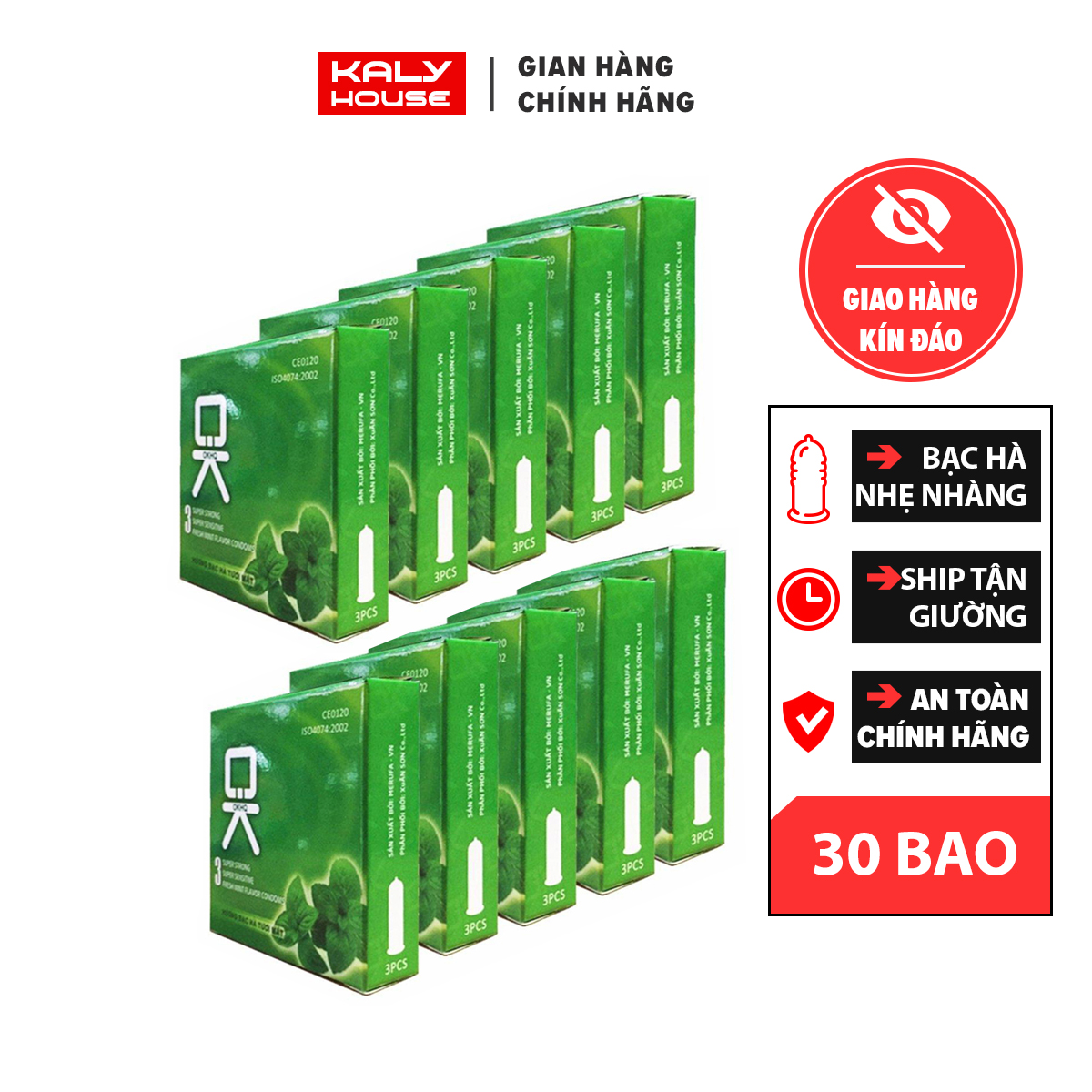 Bộ 10 hộp Bao cao su OKHQ mát lạnh cho cảm giác thăng hoa.