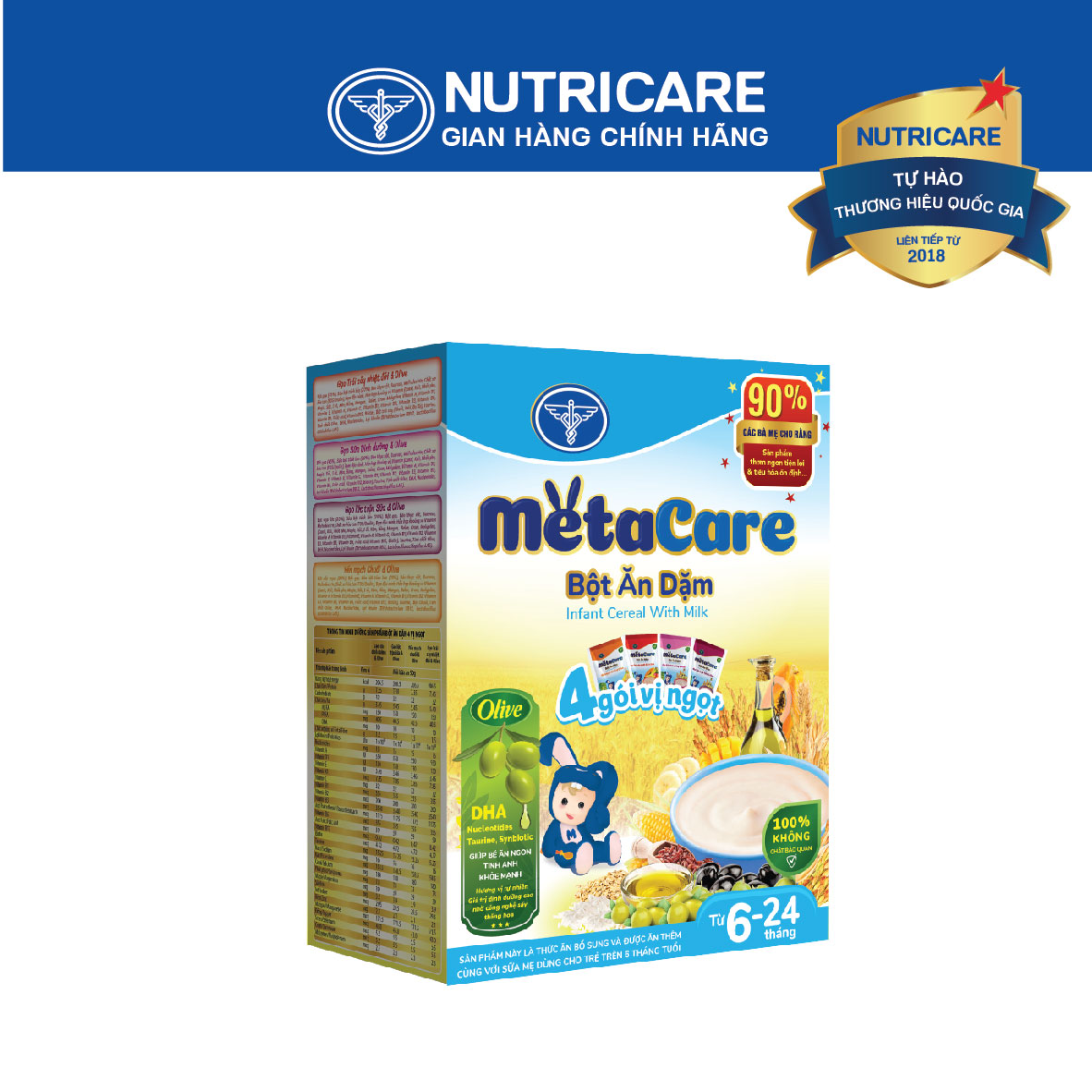 Bột ăn dặm Nutricare Metacare 4 gói vị ngọt 200g
