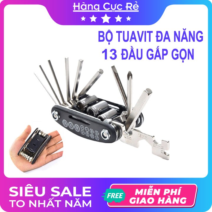 Khóa lục giác 13 đầu đa năng, tiện dụng - Tua vít tháo ráp sữa chữa ô tô, xe máy, máy lạnh, máy giặt, tivi, tủ lạnh - Shop Hàng Cực Rẻ