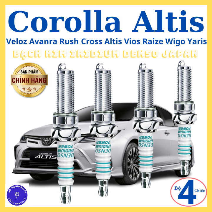 Bugi xe Corolla Altis Avanza Veloz bộ 4 chiếc Bạch Kim Iridium Denso Japan