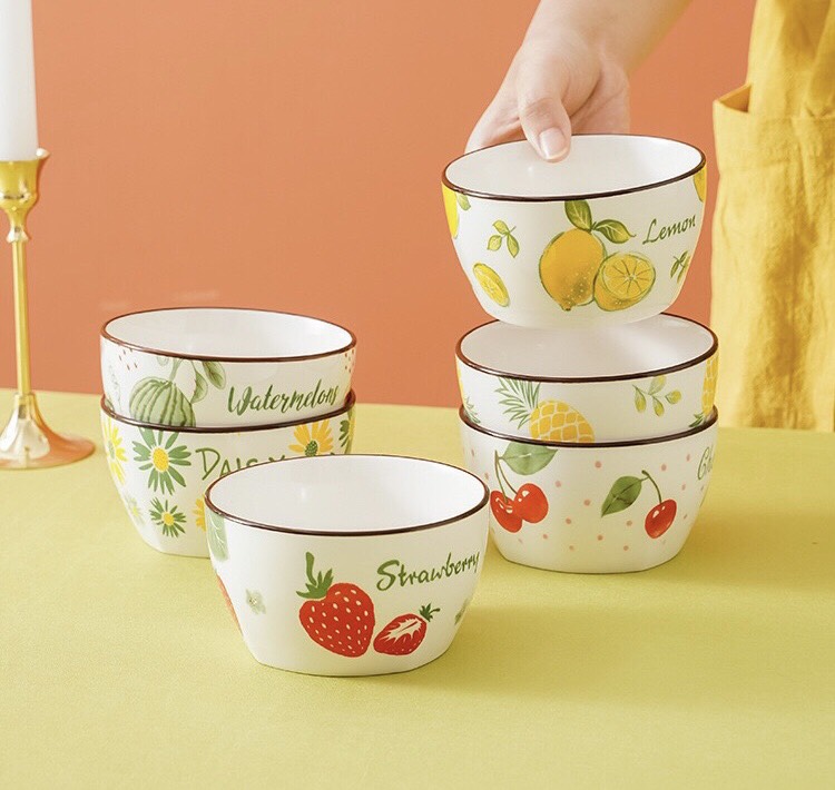 Bát Ăn Cơm Hình Hoa Quả Chén Dĩa Sứ😍 Dễ Thương Cute😍 Bát Chè Decor Cao Cấp S11