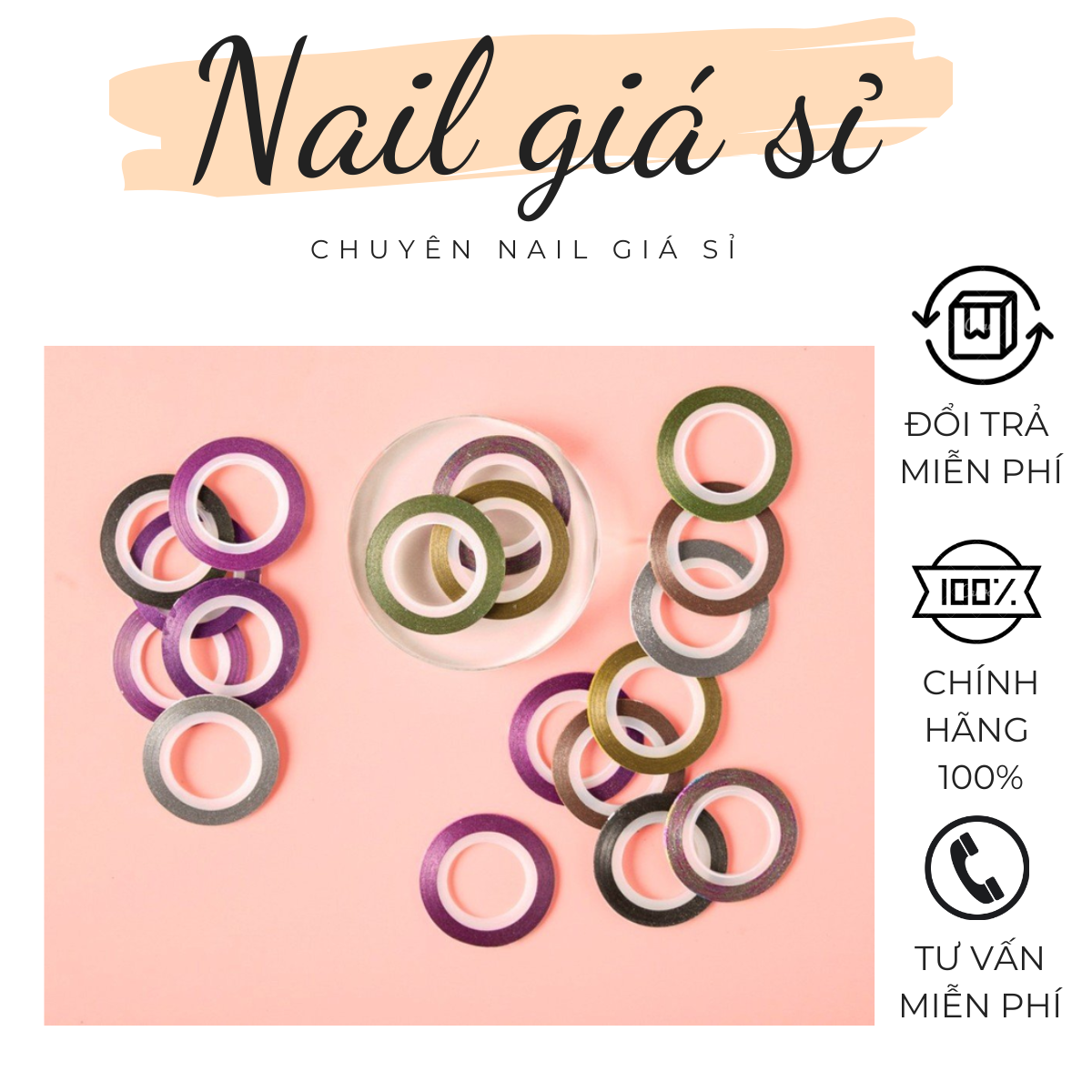 Dây Line Nail-Dây kim tuyến nhũ trang trí móng tay màu sắc đa dạng
