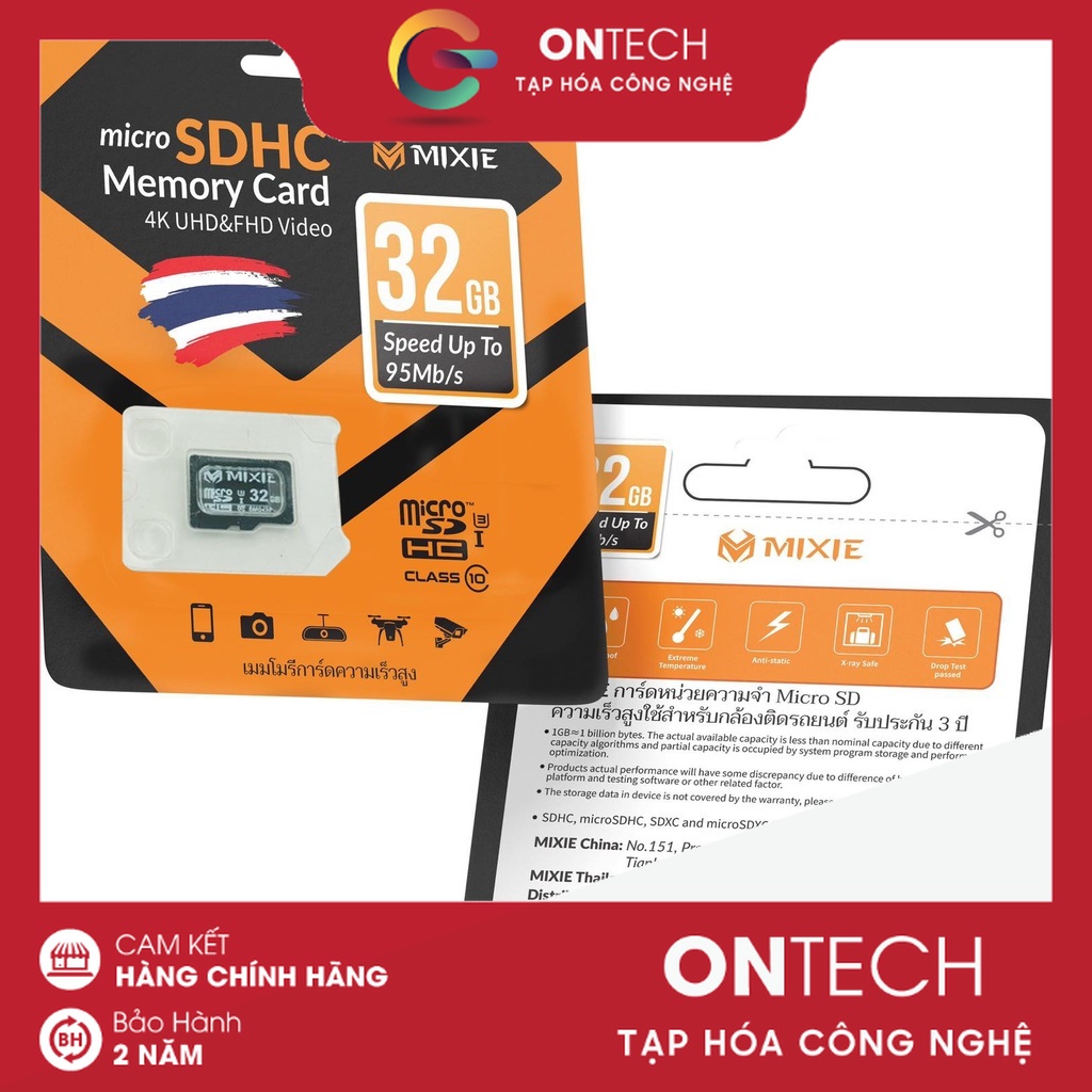 Thẻ nhớ mixie 32gb, 64gb, 128gb u3 micro tf tốc độ ghi 70m/s nhập khẩu chính hãng chuyên dùng cho camera