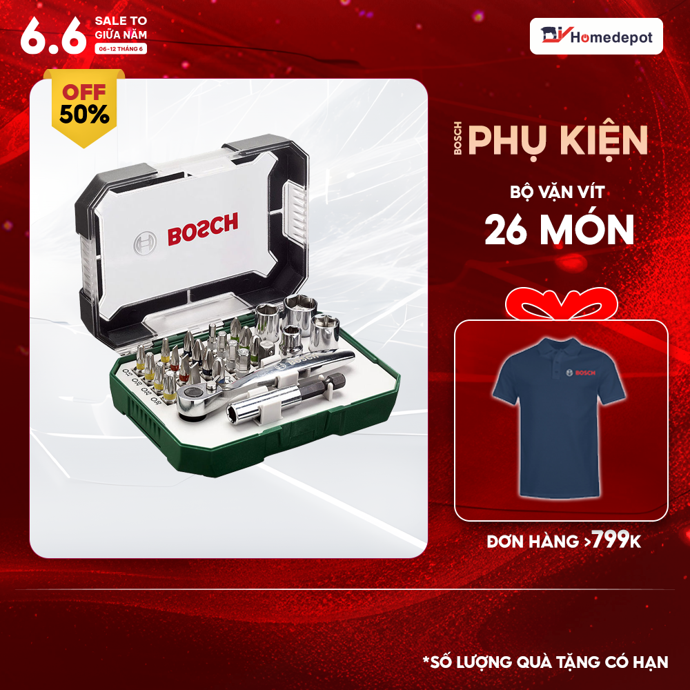 Bộ dụng cụ ốc vít 26 món bosch 2607017322