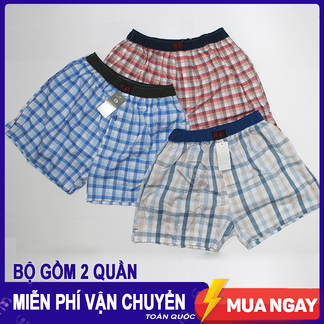 [HCM]COMBO 2 Quần Đùi Boxer Nam H33 sọc Caro Nhiều màu - Quần Ngủ Nam - Mặc nhà
