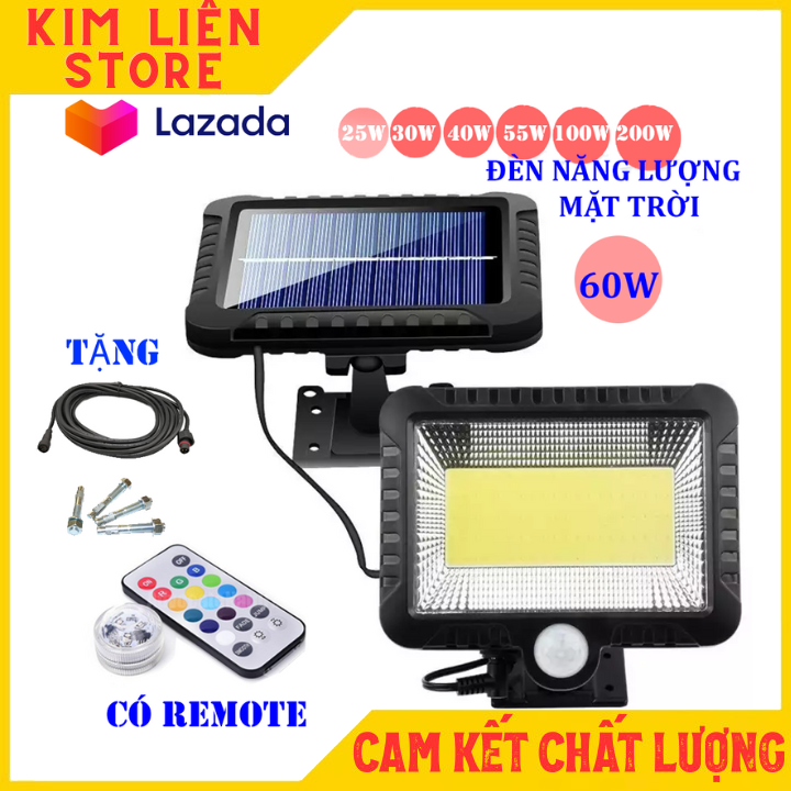 [Bảo Hành 12 tháng] Đèn năng lượng mặt trời 60W - Chống nước - dùng trong cả mùa mưa - đèn năng lượng mặt trời có điều khiển( remote)