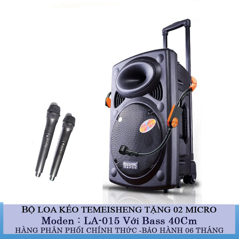 Loa Kéo Temeisheng LA 015 bass 40cm tặng 2 mic cầm tay âm thanh hay bảo hành 6 tháng