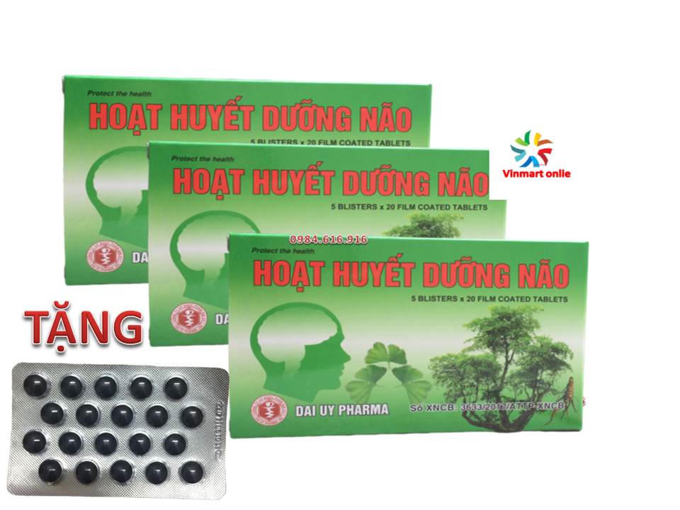 [Combo 3 Hộp Tặng 20 Viên ] 3 hộp hoạt huyết dưỡng não Đại Uy Viên bao phim - 3 hộp x 100 viên