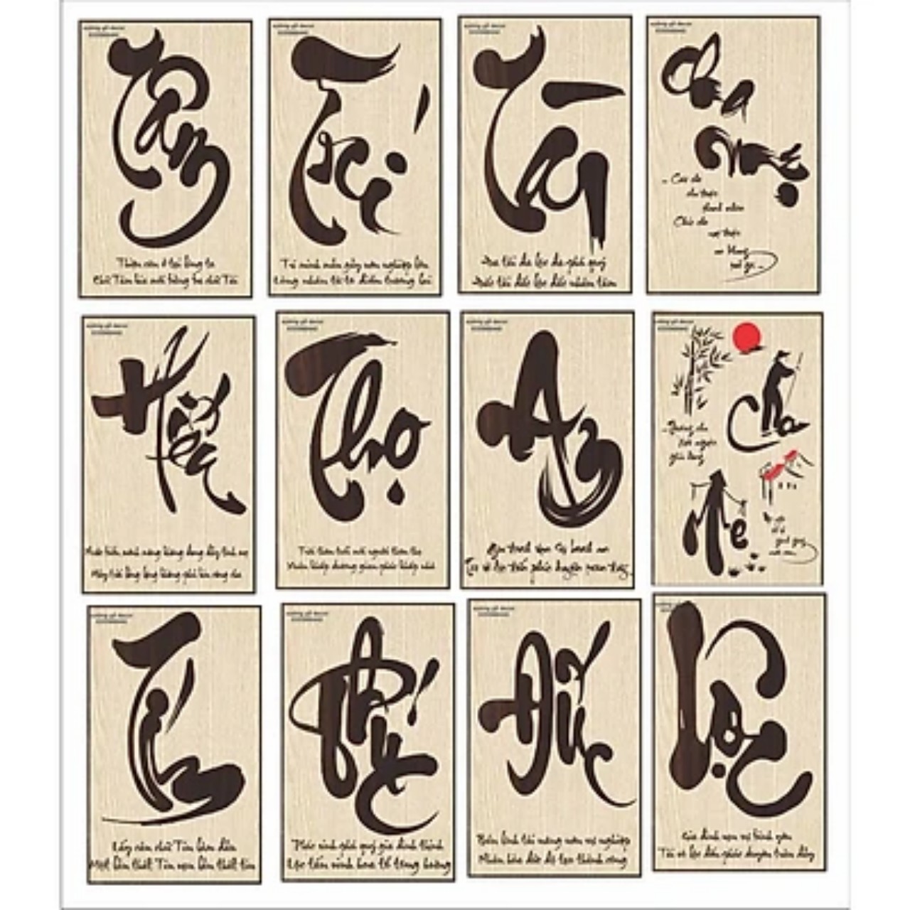 [ Giá sốc ] Tranh Gỗ Thư pháp treo tường - Tranh Gỗ Treo tường hiện đại - Quà tặng SN03 Kích thước 40x30cm