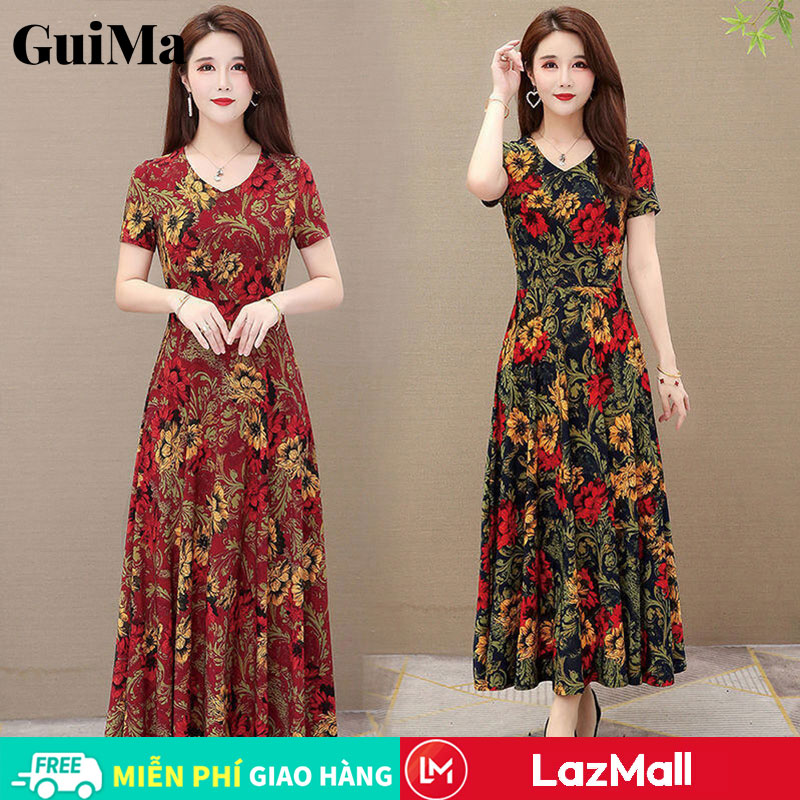  Guima Đầm Lụa Băng Váy Nữ Dài Ngang Gối Dáng Rộng In Họa Tiết váy hoa nhí váy sexy nữ váy xinh nhẹ nhàng ivy moda đầm váy nữ đẹp đầm nữ đẹp đi chơi váy nữ giá rẻ đầm trung niên đầm đi biển 2024 