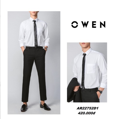 Áo sơ mi trắng tay dài vạt bầu owen chống nhăn cao cấpmã AR230326DT