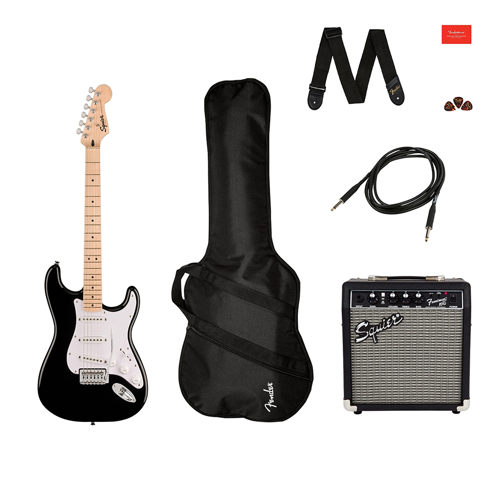 Electric Guitar, Guitar Điện Fender Squier Sonic Stratocaster Pack Black Chính Hãng USA (Mỹ)