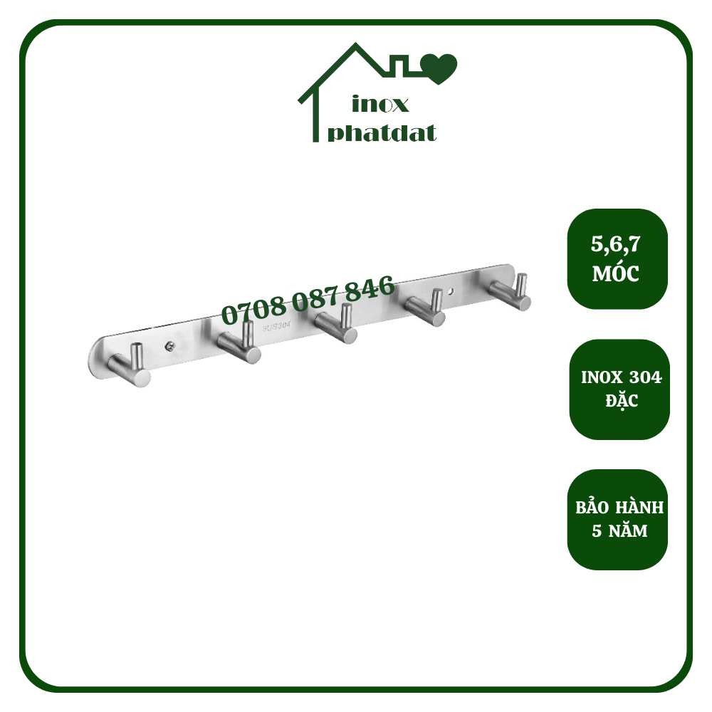Móc treo đồ nhà tắm inox 304 đặc phát đạt không rỉ sét, móc áo chữ i inox, giá treo inox