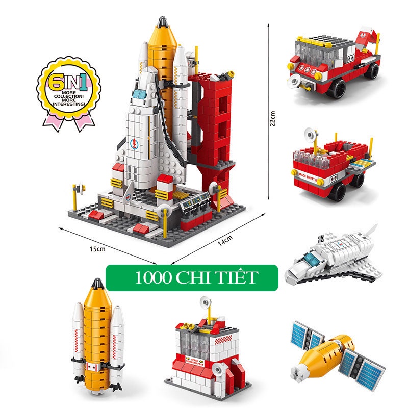 1000 CHI TIẾT Bộ đồ chơi lắp ghép Mô hình tàu vũ trụ và bệ phóng chất liệu nhựa ABS cao cấp Quà tặng sinh nhật, quà tặng bé trai