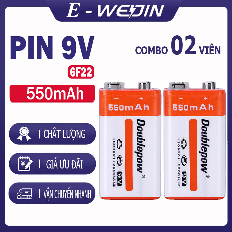 Pin sạc 9v 6f22 - 550mah doublepow - pin chuẩn
