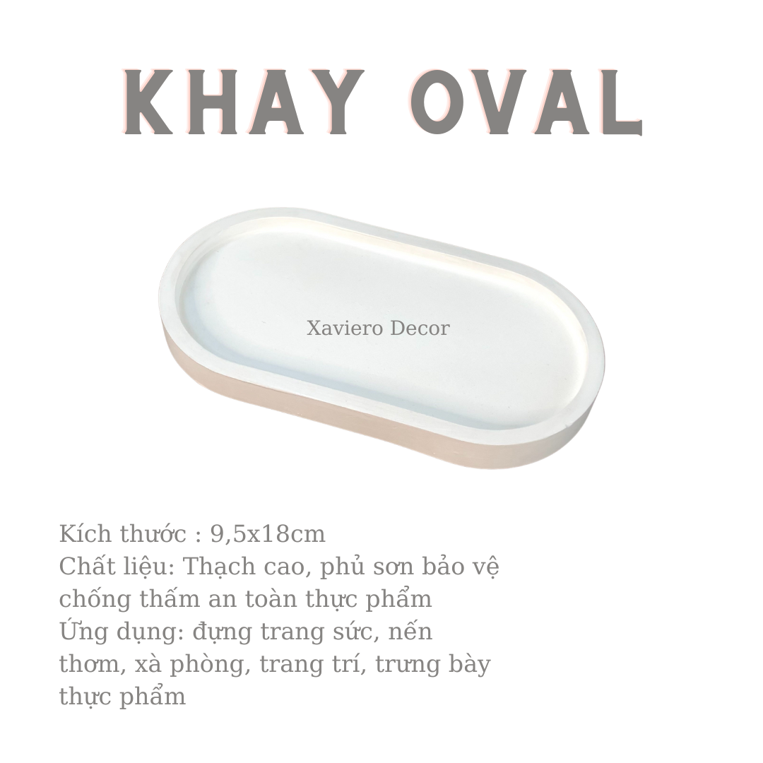 Khay oval trang trí đựng trang sức, mỹ phẩm, nến thơm, decor chụp ảnh - Xaviero Decor