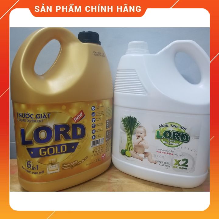 Combo nước giặt hương nước hoa 3.8 kg Lord và nước lau sàn sả chanh 3.8 kg cho quần áo sạch thơm hương nước hoa, lau sàn sả chanh sát khuẩn sàn nhà và thơm mát hương tự nhiên sả chanh cho nhà sạch khuẩn và sạch kin kít