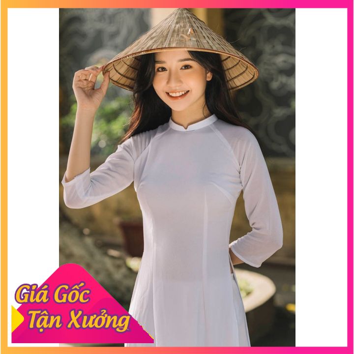 Sét Áo Dài Học Sinh Trơn Lụa Nhật Màu Trắng- Áo Dài Học Sinh Trong Sáng