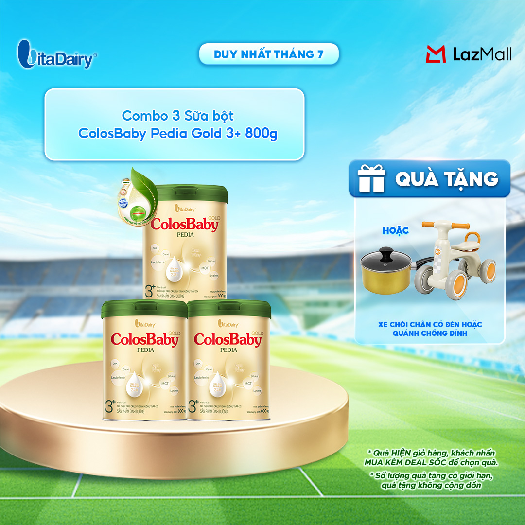 [COMBO 3 LON] Sữa bột ColosBaby Pedia Gold 3+ - Lon 800g