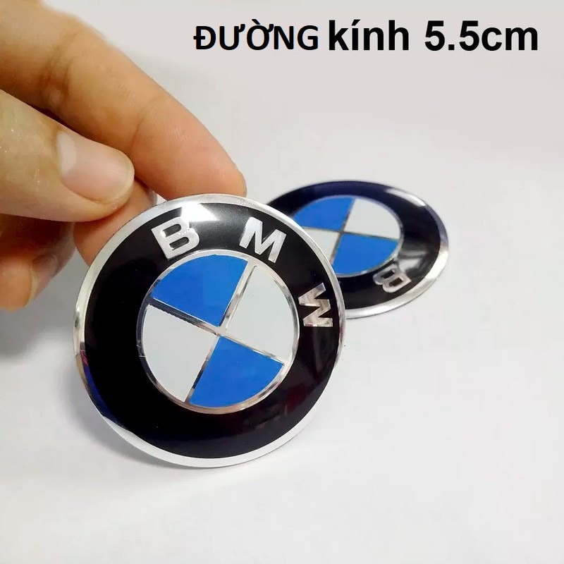 Bộ 2 Logo Tròn BMW nhôm kim Loại 5,5cm Nổi U