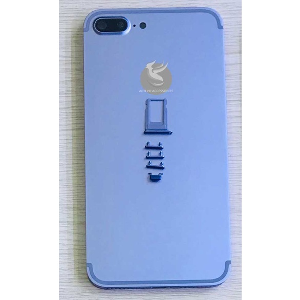 Vỏ độ 7 Plus cạnh vuông xanh độ 12, tặng phím và khay sim đầy đủ