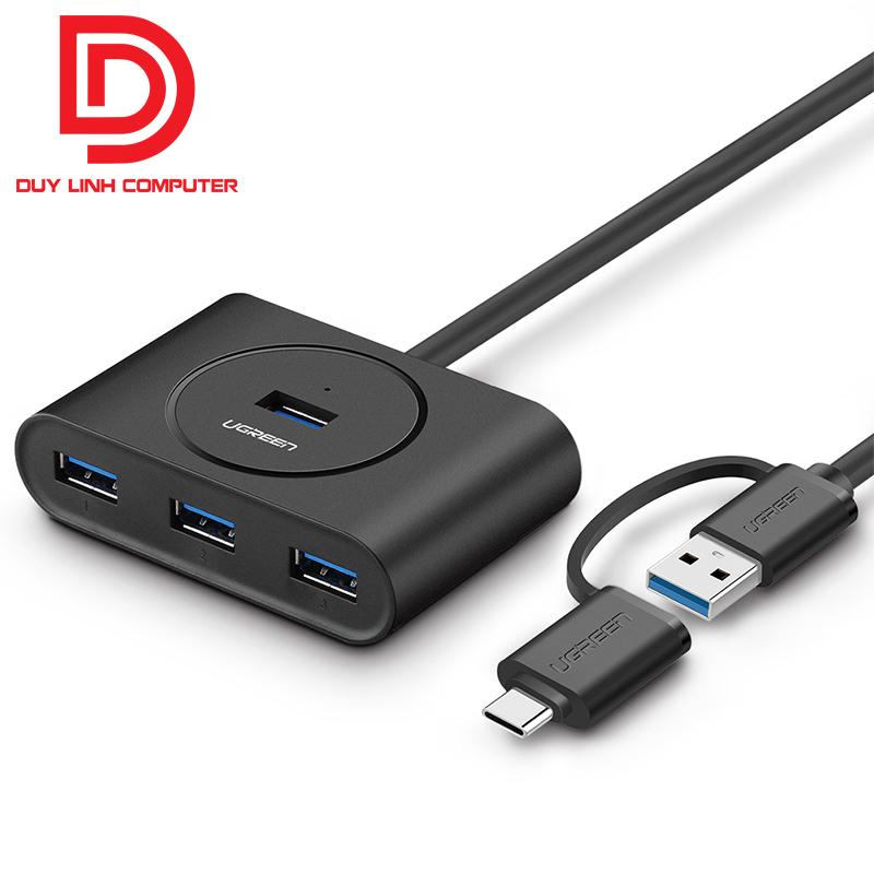 Bộ chia usb 3.0 4 cổng + usb type c ugreen 40850 chính hãng
