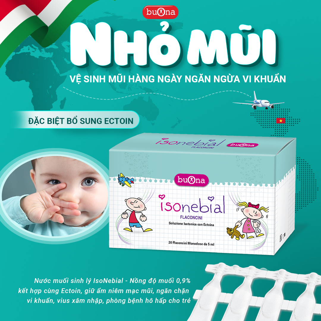 Nước muối Buona Nebianax 3% Flaconcini hỗ trợ viêm mũi cho trẻ