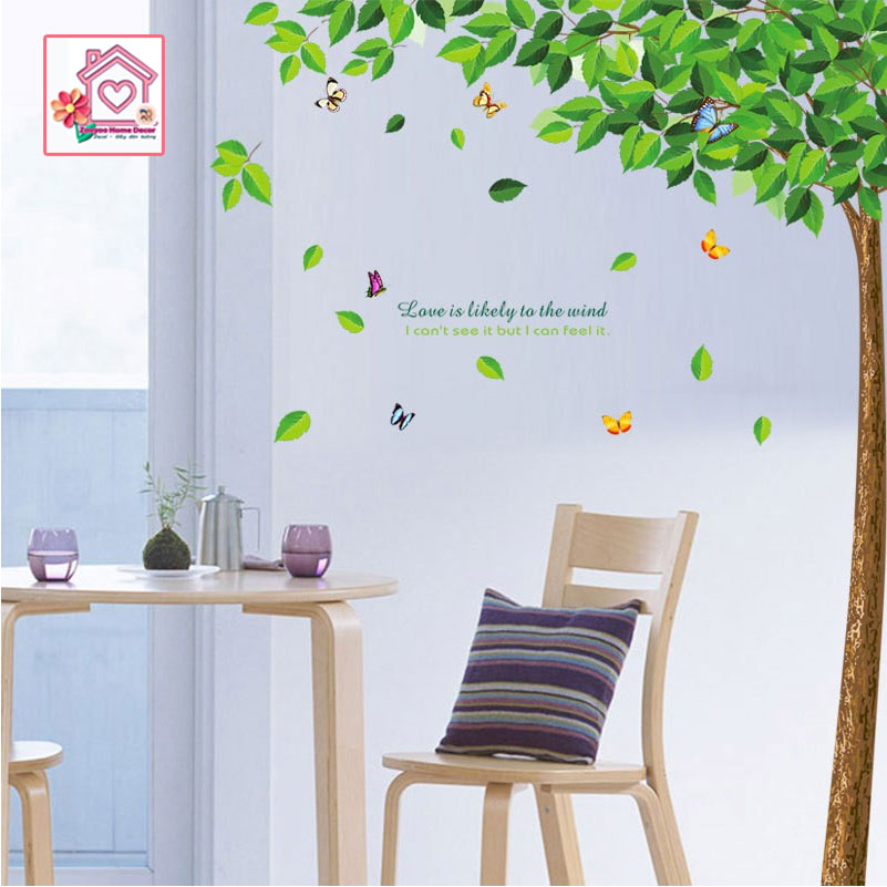Decal dán tường Cây xanh LA6026 trang trí tường phòng khách phòng ngủ - Sticker - Miếng dán tường - Hình dán
