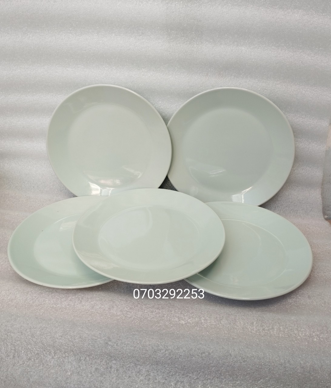 (HCM) Combo 5 cái dĩa sứ pastel xanh 19cm ̣(dĩa tròn lòng phẳng)