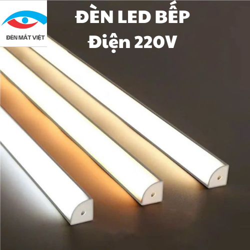 Bộ Đèn LED Tủ Bếp Dùng Điện 220V Thanh Nhôm V Góc 16*16mm Kích Thước 60cm 90Cm 100Cm Bảo Hành 12 Tháng