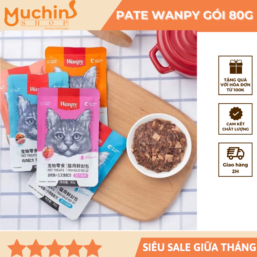 Pate cho mèo wanpy gói 80gr - pate cho mèo mọi lứa tuổi | muchinshop