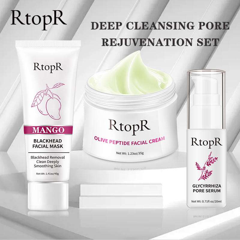 RtopR Bộ mặt nạ loại bỏ mụn đầu đen với ôliu peptit làm săn chắc kem chống nhăn+glycyrrhiza thu nhỏ lỗ chân lông huyết thanh chống nếp nhăn làm sạch da mặt - INTL