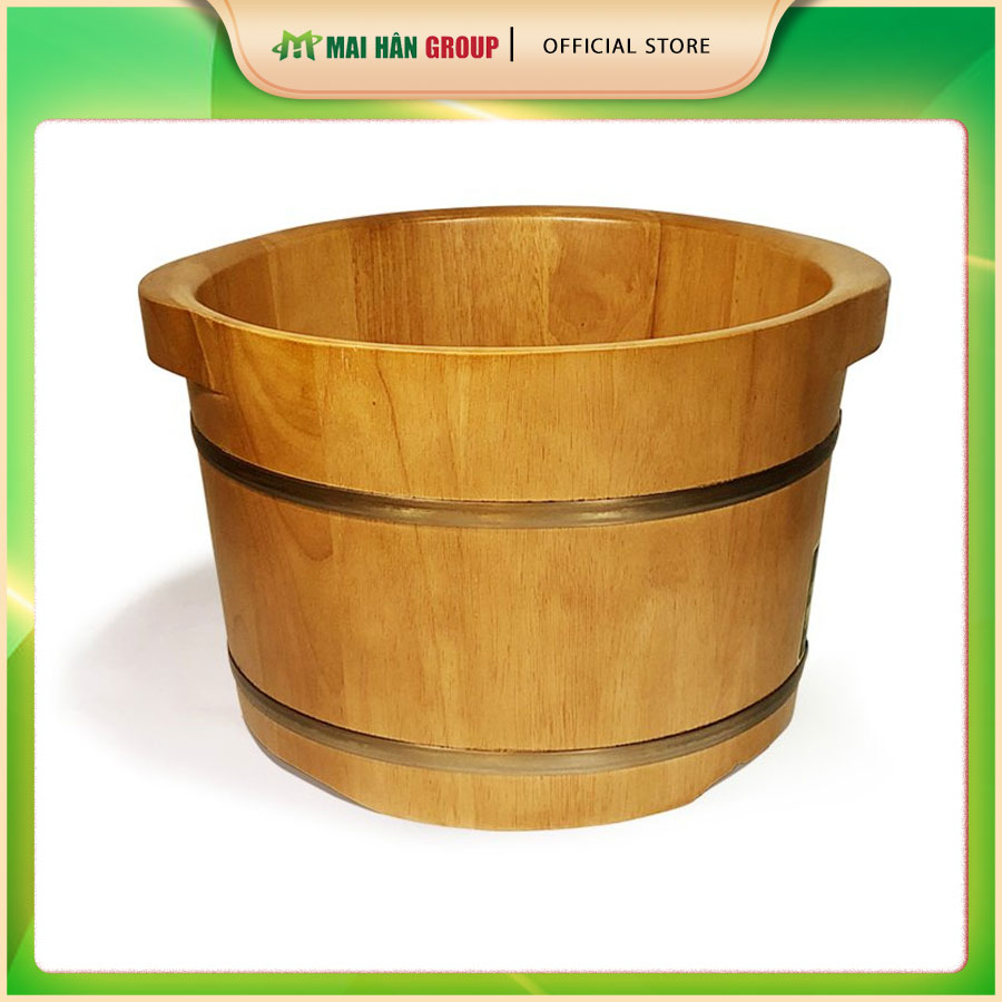 Chậu ngâm chân gỗ bách tùng có quai - cao 20cm