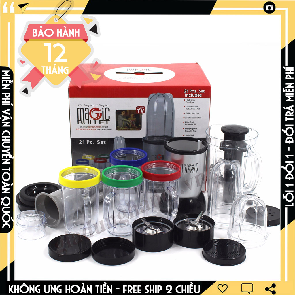 [Xả Kho Chính Hãng ] Máy Xay Ép Đa Năng Bền Tốt, An Toàn, Máy Xay Đa Năng - Bộ Máy Xay Ép Đa Năng Magic Bullet 21 Chi Tiết, Xay Sinh Tố, Xay Thịt, Xay Cá, Xay Cà Phê, Đánh Kem, Đánh Trứng, Nhào Bột, Xay/Băm Nhuyễn Các Loại Gia Vị