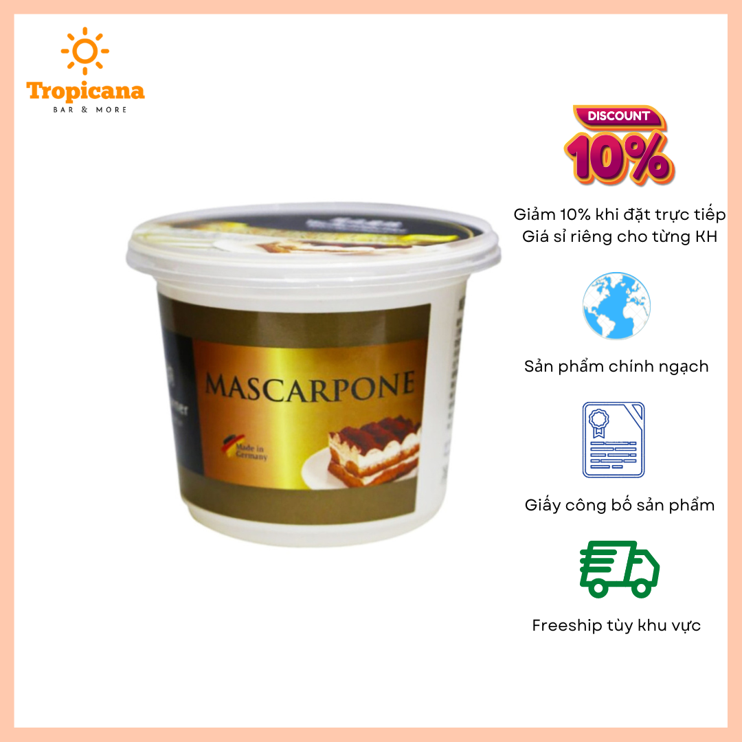 Kem Phô Mai Mascarpone Weibenhorner Đức - Hộp 500g
