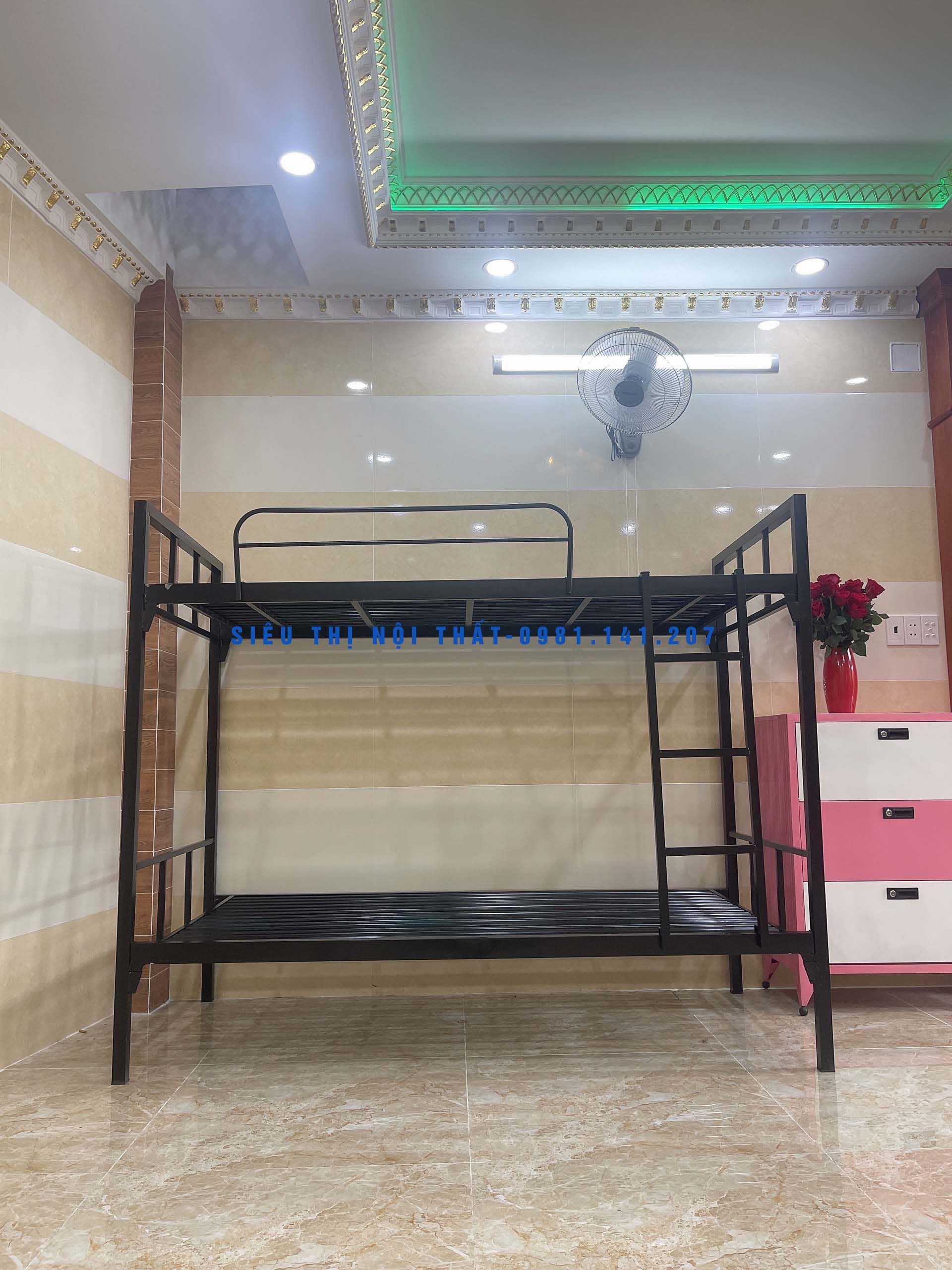 Giường sắt 2 tầng sinh viên, giường homestay kích thước 1m2x1m2 - Siêu Thị Nội Thất STNT29