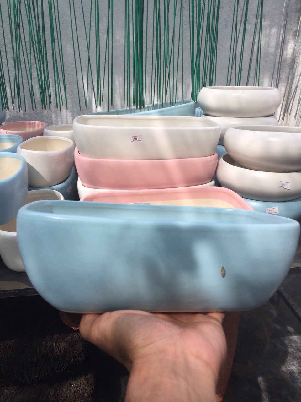 Chậu gốm sứ tráng men cao cấp 9x16x26 cm hình chữ nhật