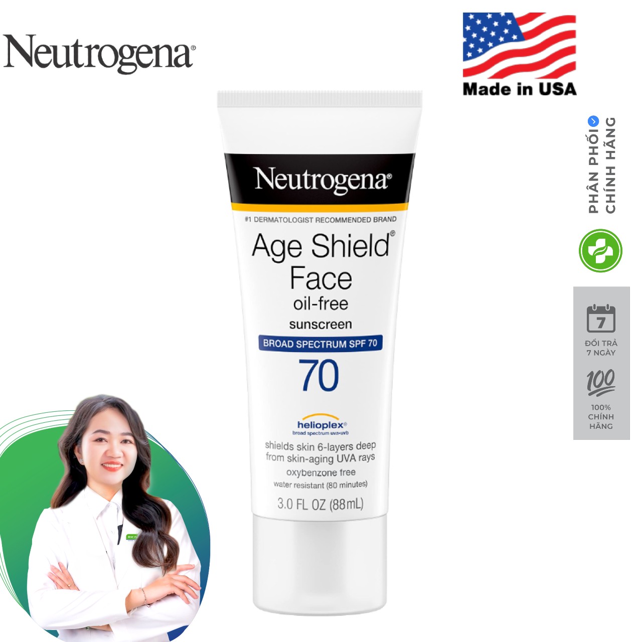 Kem chống nắng chống lão hoá Neutrogena Age Shield Face SPF 70 88ml