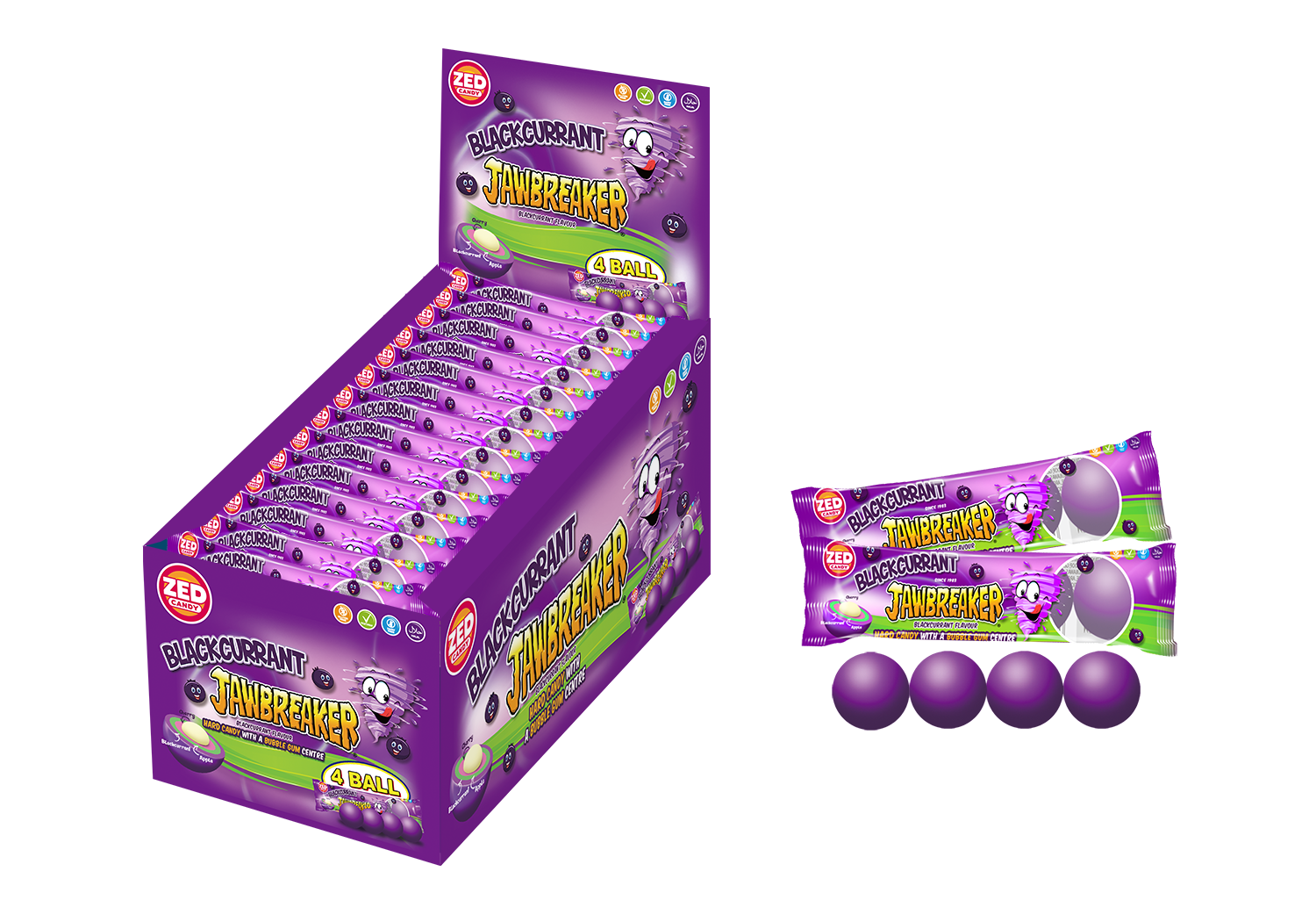 ZED Candy - Kẹo gum jawbreaker vị mâm xôi