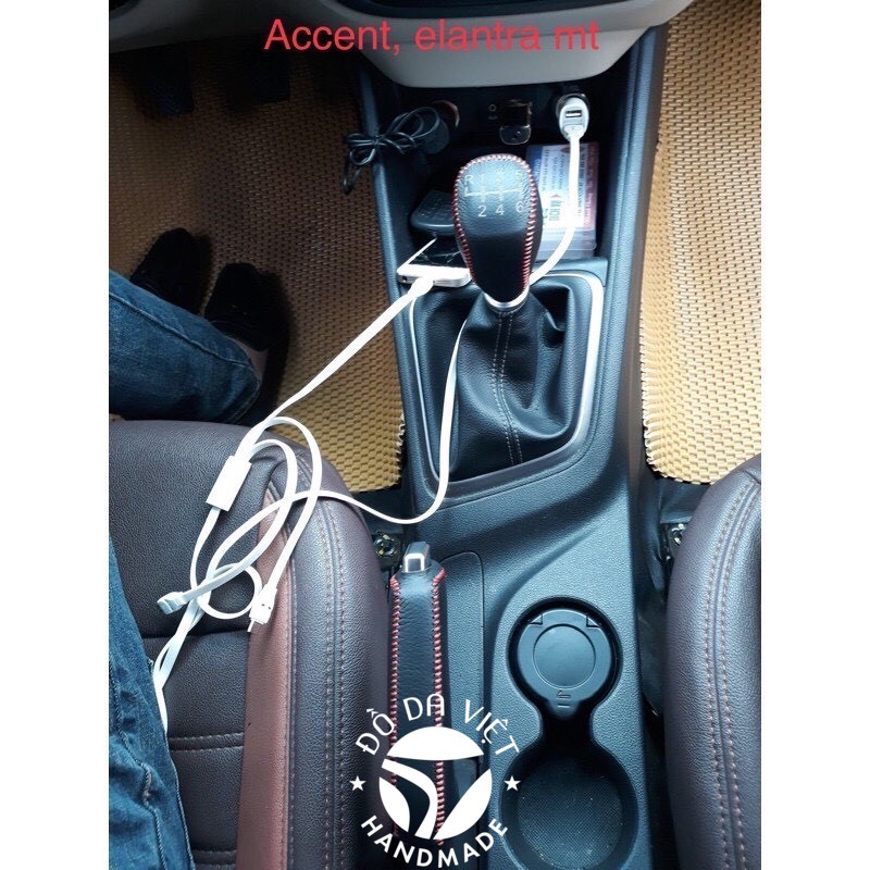 Bọc cần số, phanh tay huyndai accent, elantra số sàn da bò thật , bảo hành 2 năm