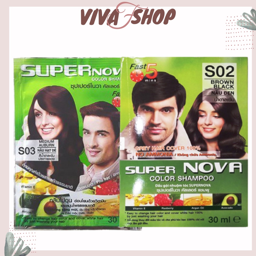 Gói dầu gội phủ bạc Super Nova Color Shampoo 30ml /Dầu gội nhuộm tóc [1 Gói Lẻ]
