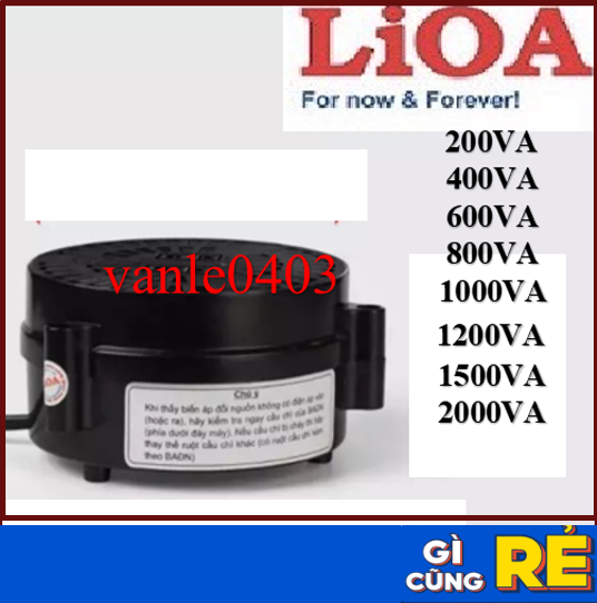 Biến áp lioa 200va, 400va, 600va, 1000va, 1500va, 2000va đổi nguồn 220v sang 100v, 120v dn002, dn004, dn006, dn010, dn012, dn015, dn020