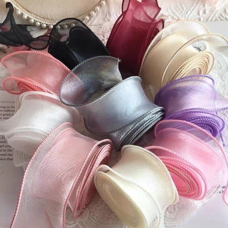 Ruy băng voan bó hoa - trang trí - gói quà -bản 4cm*8met