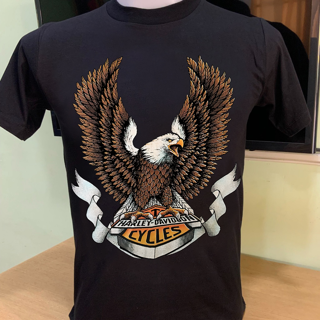 Harley T-shirt Harley-Davidson Eagle Print Cotton Áo phông ngắn tay