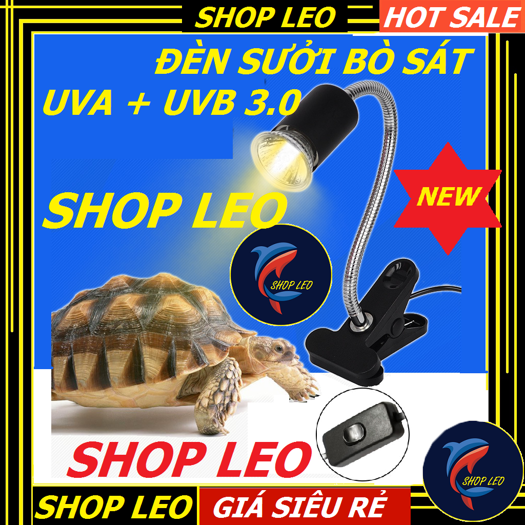 Đèn sưởi bò sát UVA+UVB 3.0 - Đèn sưởi kẹp thành bể công tắc - sưởi cho rùa và thú cưng - phụ kiện bò sát - shopleo