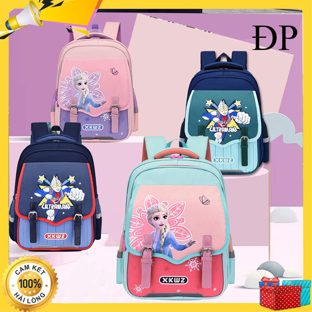 Balo hình công chúa, siêu nhân cho bé trai bé gái từ lớp 3-lớp 9, cặp sách học sinh tiểu học, trung học, cấp 1, cấp 2 có phản quang, chống thấm nước