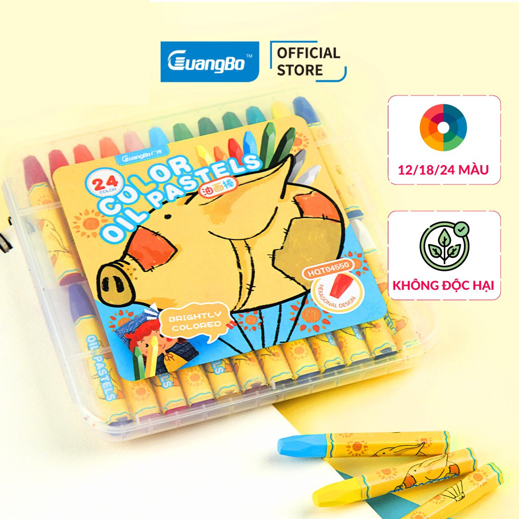 Sáp dầu guangbo hộp nhựa 18 màu hqt04549